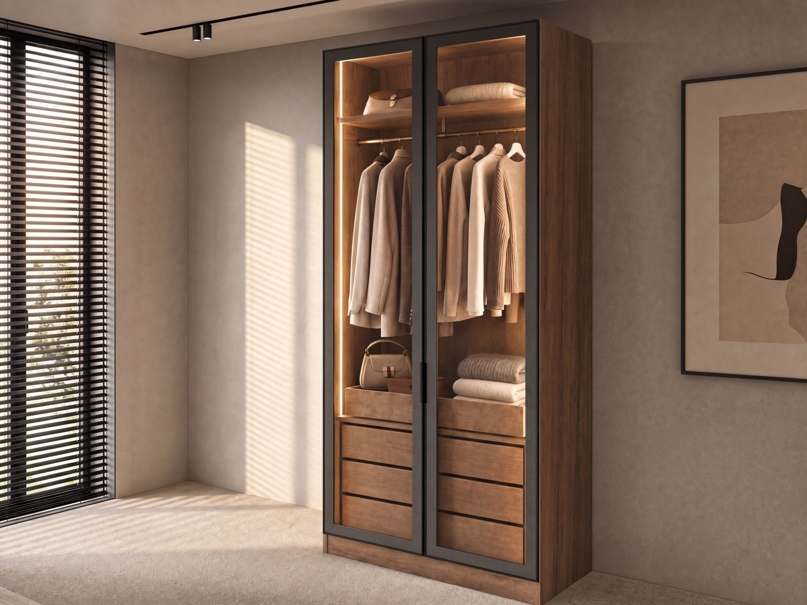 5 2 Door with Drawers Unit Pouf and Mirror removed